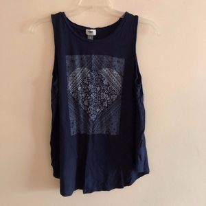 Old Navy Graphic Tank-Navy Blue, Size XL